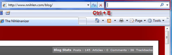 Ctrl + E in Internet Explorer