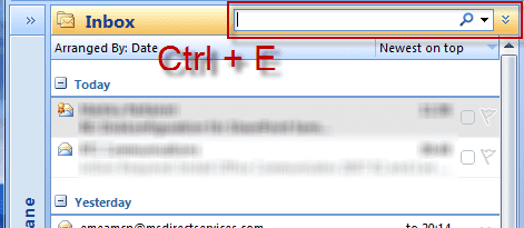 Ctrl + E in Outlook